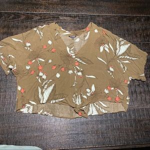 Cropped tie button up Express blouse